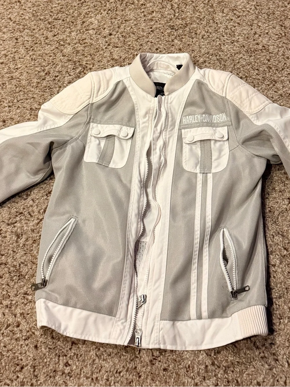Harley-Davidson White and Light Gray Mesh Riding Jacket